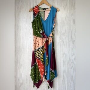 ECI Contrast Midi Plum Motif Dress Size M NWT